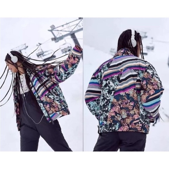 Free People Movement Bunny Slope Puffer Jacket Black Diamond Print Sz Small NWT - Picture 1 of 17